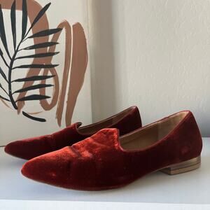 Le Monde Beryl‎ Flat Red Velvet Venetian Italian Slipper Flat Loafers Size 37